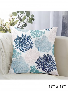 Double Sided Coral Print Cushion & Filler